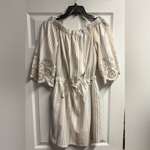 Style House Off The Shoulder Striped Dress w/ Eyelet Detail Size XL